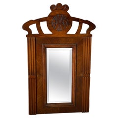 Espejo de pared de madera Art Nouveau con corte facetado, Austria, hacia 1900