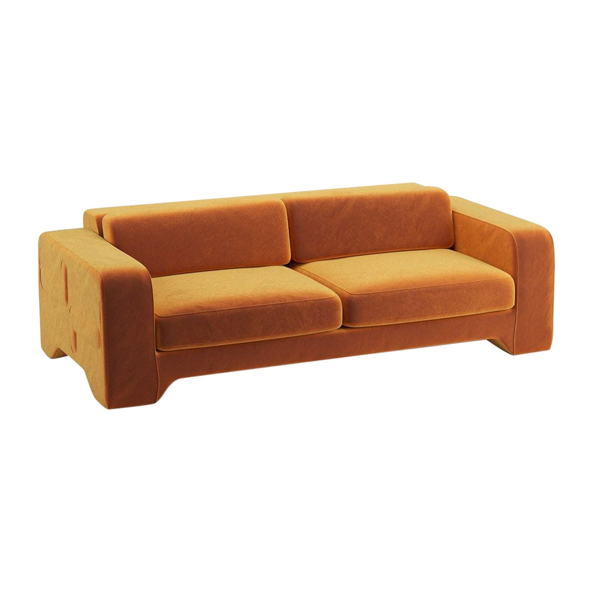 Popus Editions Giovanna 4 Seater Sofa in Cognac Como Velvet Upholstery For Sale