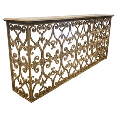Large French Iron & Marble Console Table