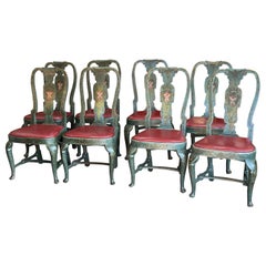 Set of 8 Late 18th Century Venetian Paint Decorated Dining Chairs