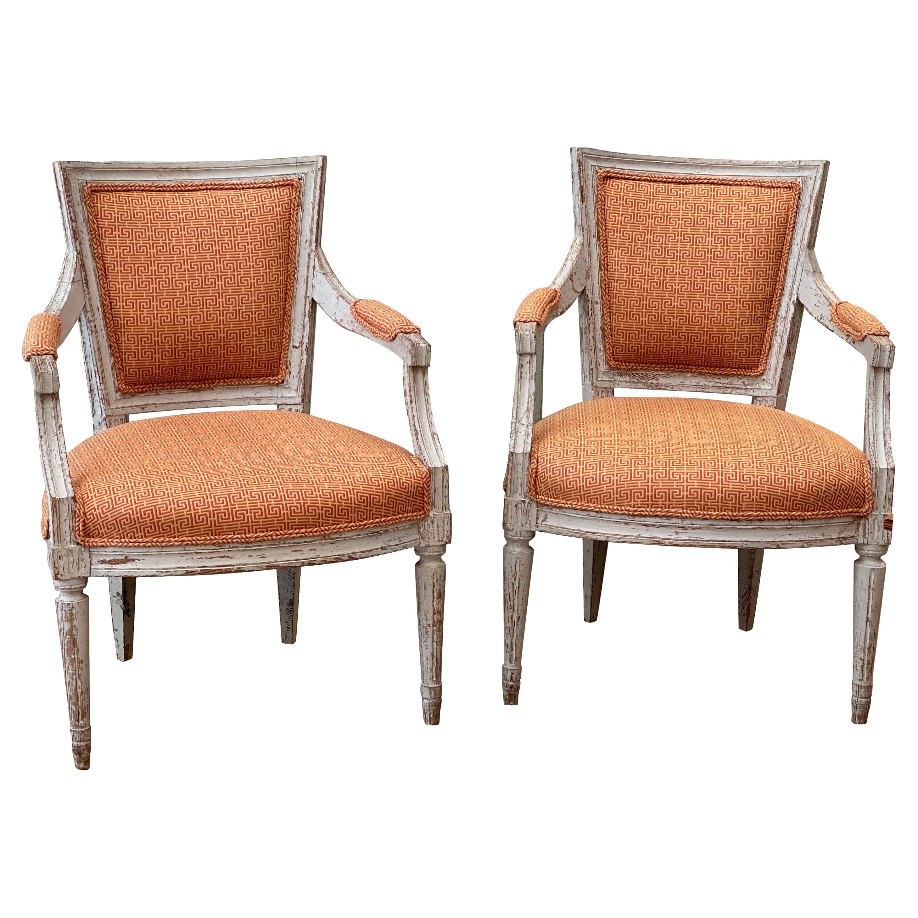 Fine Pair of 18th Century French Louis XVI Painted Fauteuils For Sale ...