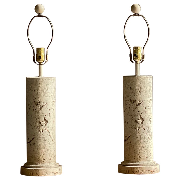 Vintage Boho Faux Coral Stone Table Lamps, Pair For Sale at 1stDibs