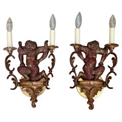 Pair of French Carved and Giltwood Sconces