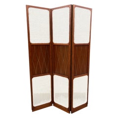 Mid-Century Modern 3 Panel Folding Screen or Room Divider