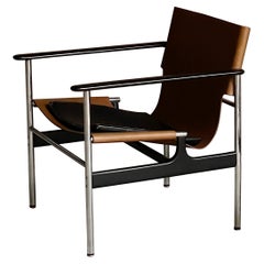 Vintage Charles Pollock for Knoll 657 Lounge Chair in Cognac and Black, 1960s