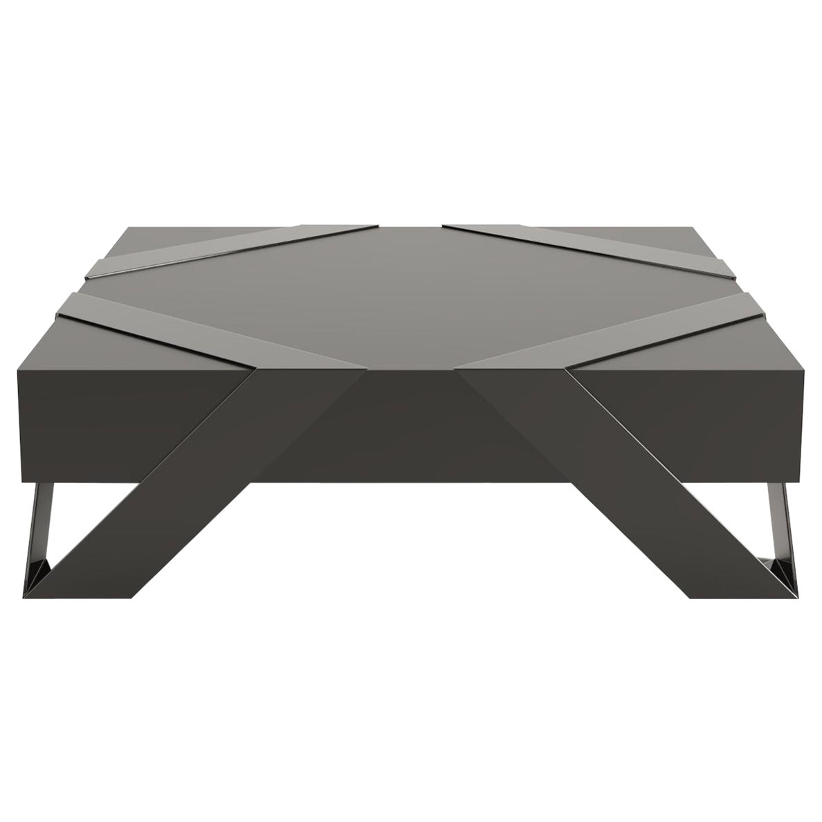 21st Century Modern Center Coffee Table High-Gloss and Matte Black Lacquer