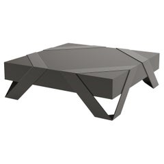Modern Minimalist Square Center Coffee Table High-Gloss and Matte Black Lacquer