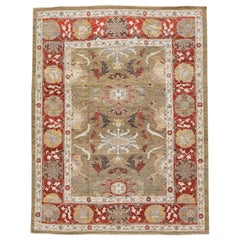 Modern Sultanabad Brown Handmade Floral Wool Rug