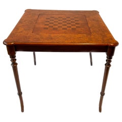 1990s Hekman Burl Wood Game Table 'Chess Board'