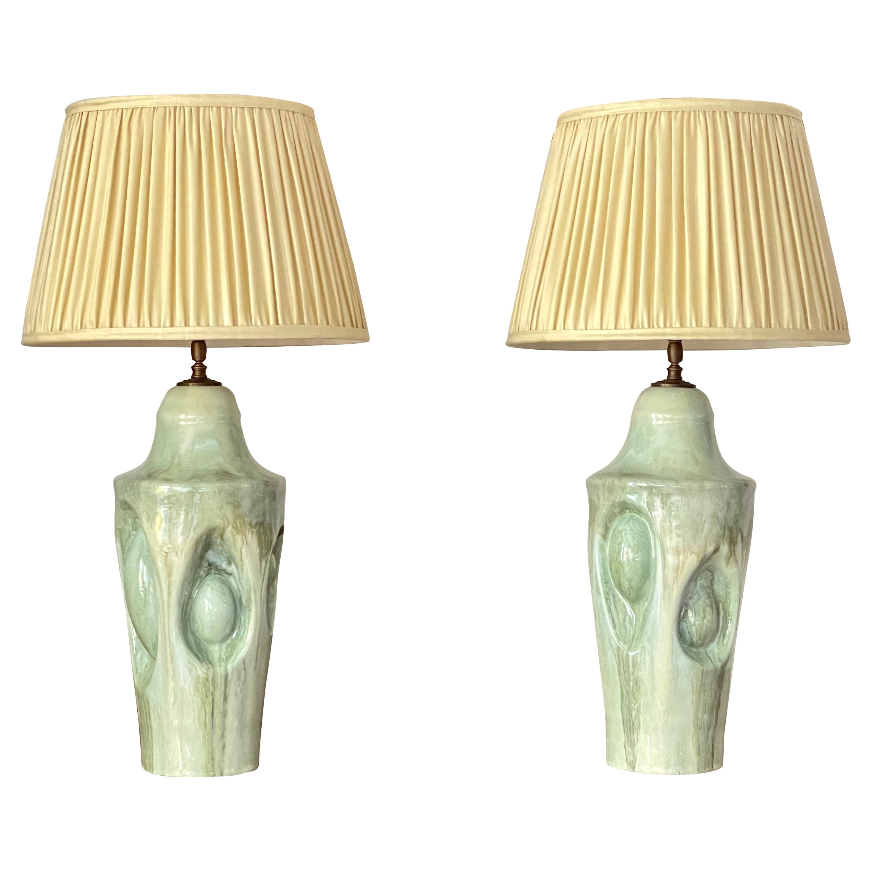 Pair of Table Lamps - Handmade Ceramic Unique Pieces Contemporary 21st Century
