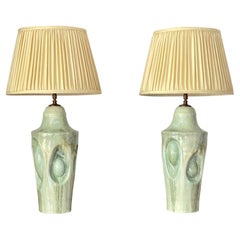 Vintage Pair of Table Lamps - Handmade Ceramic Unique Pieces Contemporary 21st Century