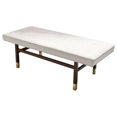 Harvey Probber Attributed Mid Century Walnut Bench Reupholstered