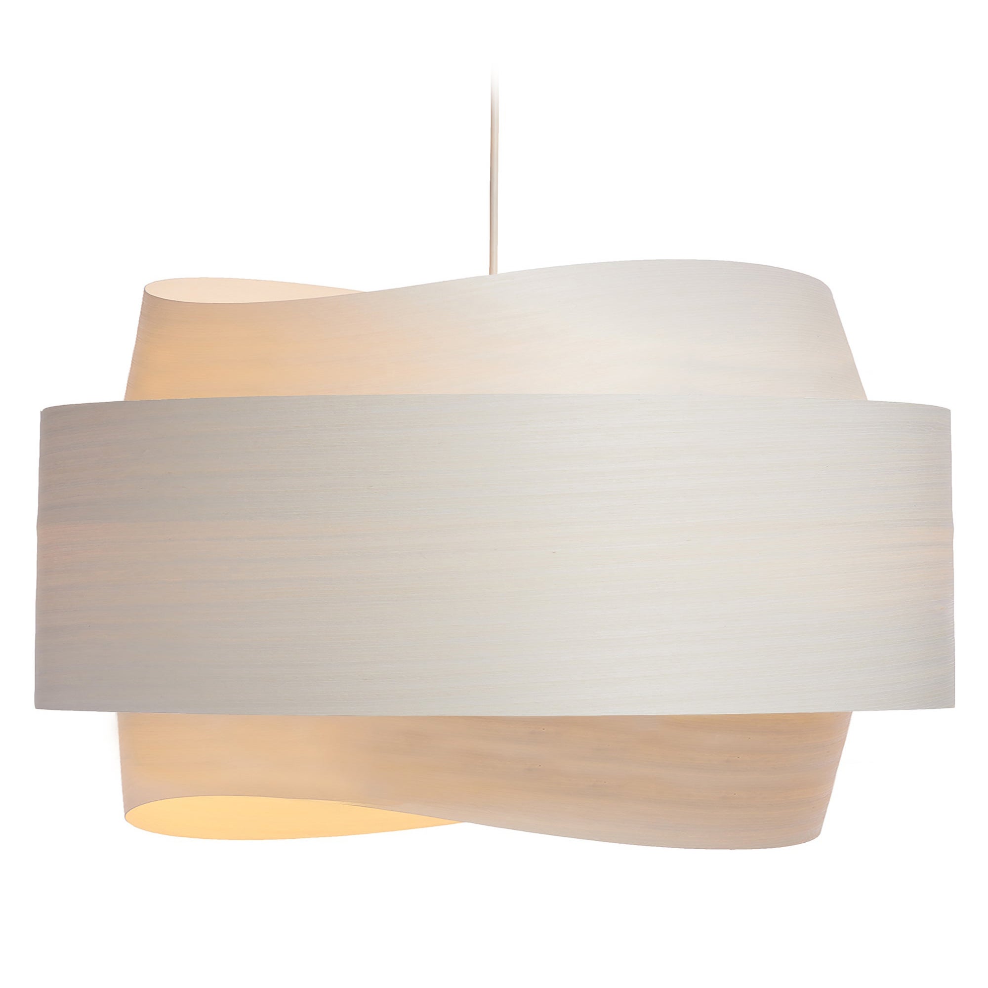 BOWEN Mid-Century Modern White Wood 23" Chandelier Pendant For Sale