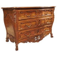 Antique 18th Century French Walnut Wood Commode En Tombeau from Provence