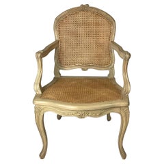 Vintage Country French Pickled Pine Double Caned Armchair
