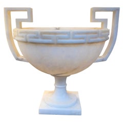 Alabaster Large Footed Greek Key Motif Bowl, Italy, Contemporary