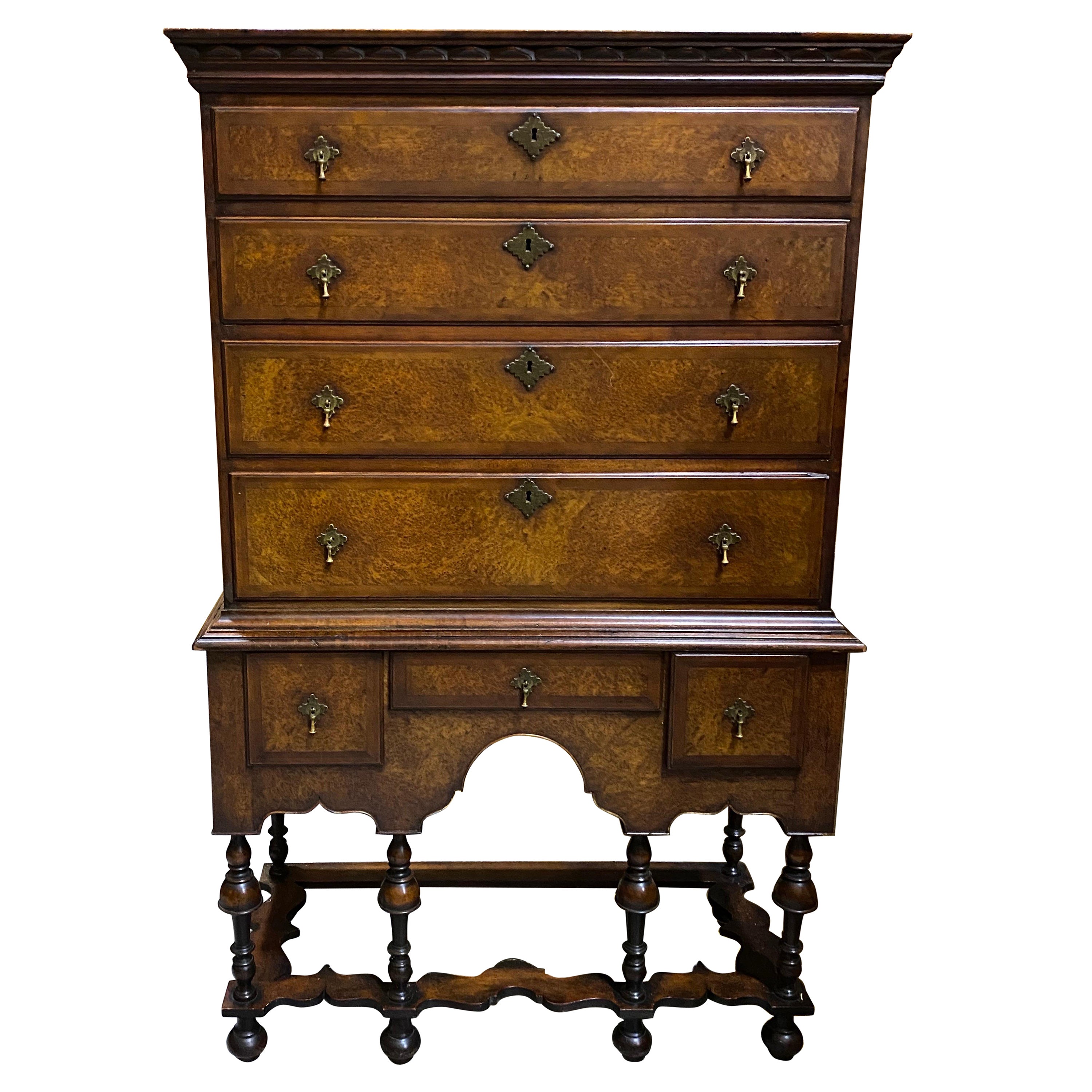 William & Mary Style Highboy, 20th Century For Sale