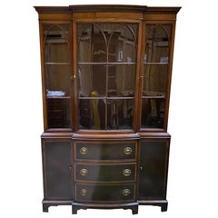 Used Mahogany Georgian Style Bowfront Bookcase by Fancher Furniture Co