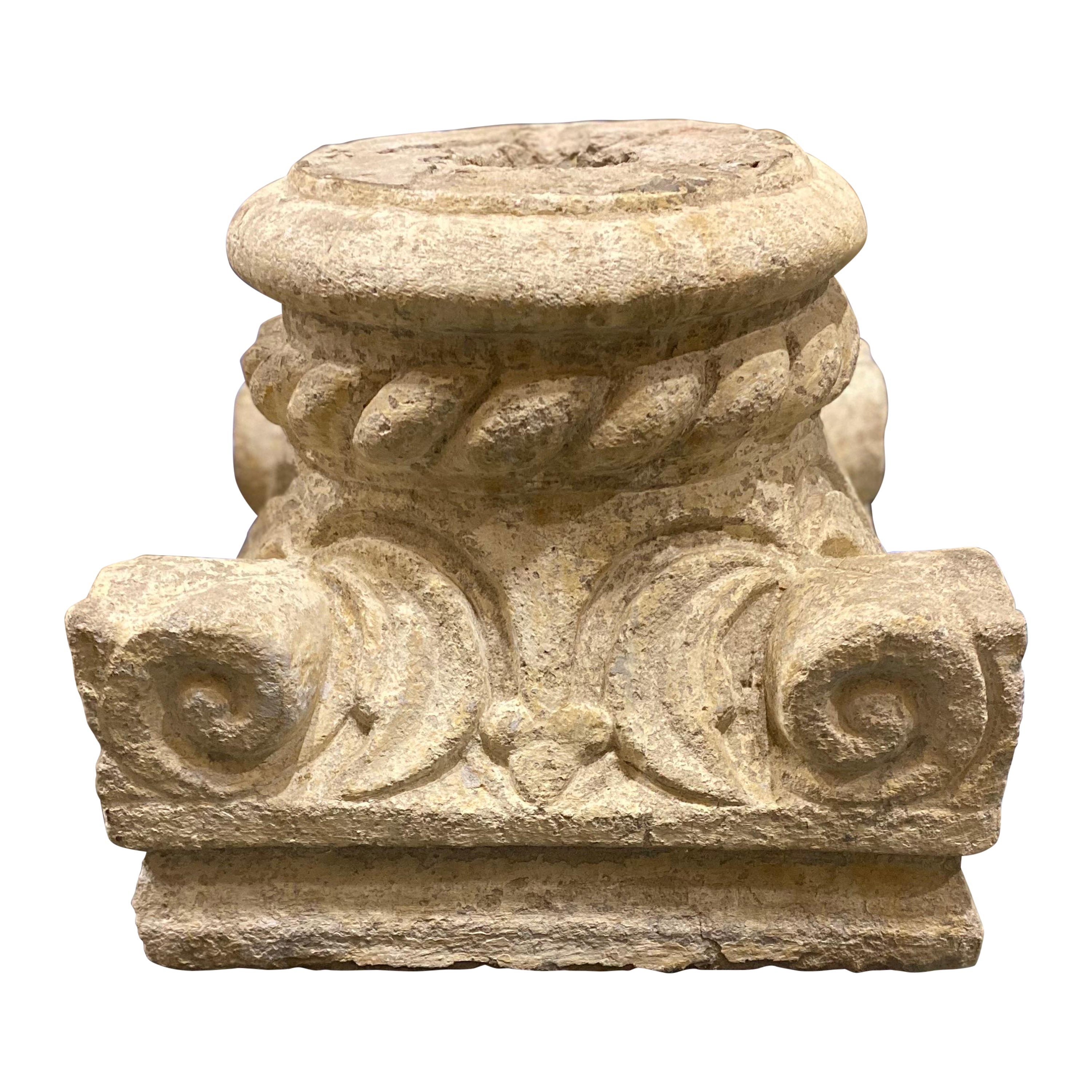 Architectural Ionic Stone Fragment, Early 20th Century For Sale
