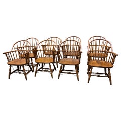 Vintage Set of Eight 20th Century Windsor Armchairs by Nichols & Stone