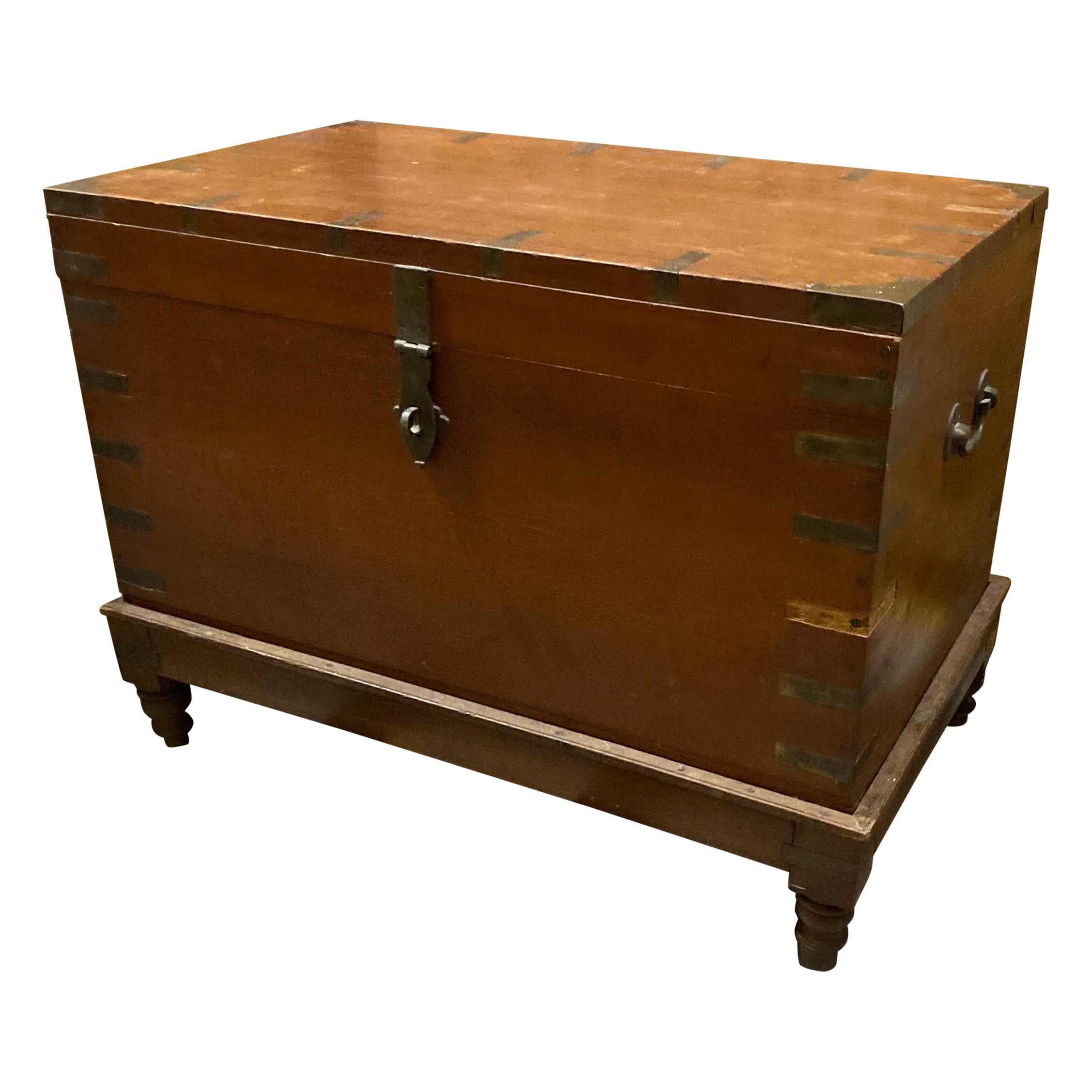 20th Century Large French Simple Wooden Trunk/ Blanket Chest