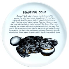 Piero Fornasetti Porcelain Recipe Plate, Beautiful Soup, Made for Fleming Joffe