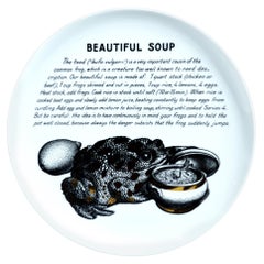 Assiette à recette en porcelaine Piero Fornasetti, belle soupe, réalisée pour Fleming Joffe