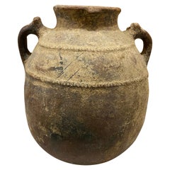 Large Italian 18th Century Rounded Terracotta Olive Jar with Two Arms