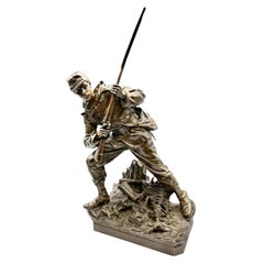 French Bronze Soldier with Rifle by Aristide Croisy