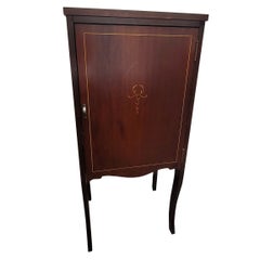 Used Early 20th C. Edwardian Mahogany Marquetry Satinwood Inlaid Sheet Music Cabinet