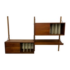 1960s Modern Scandinavian Two Bay Wall Unit System Record Cabinet Style Cado