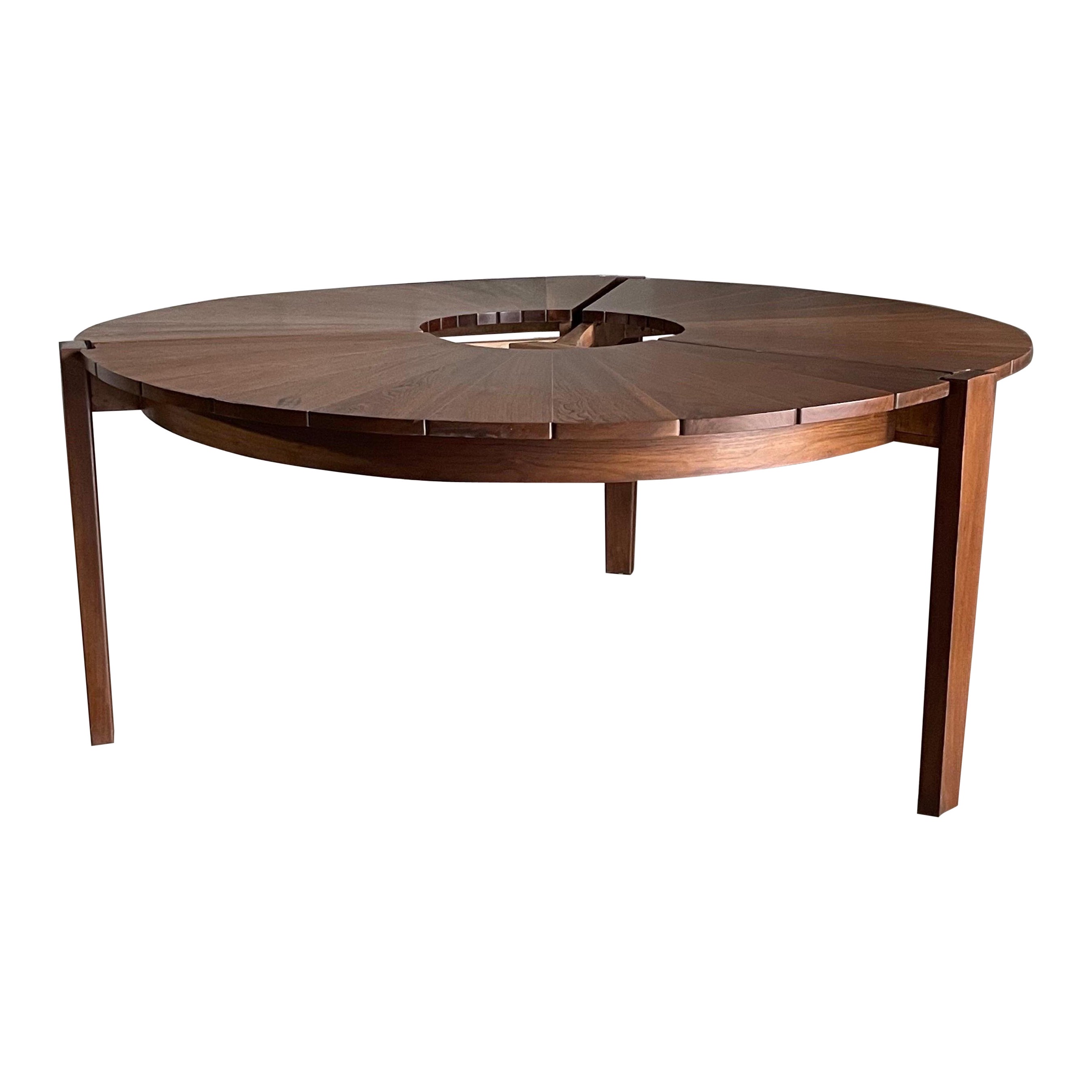 Studiocraft Round Petal Dining Table in Walnut and Maple, Charles Faucher 1975 For Sale