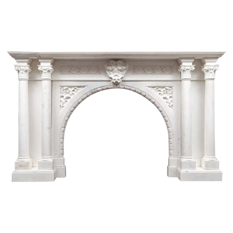 Antique Statuary Marble Fireplace, circa 1850 For Sale