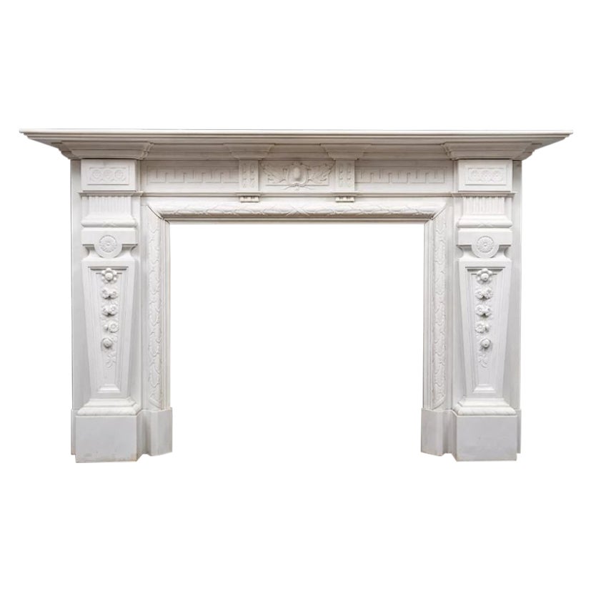 Statuary Marble Fireplace from the Late Victorian/Edwardian Period, circa 1900 For Sale