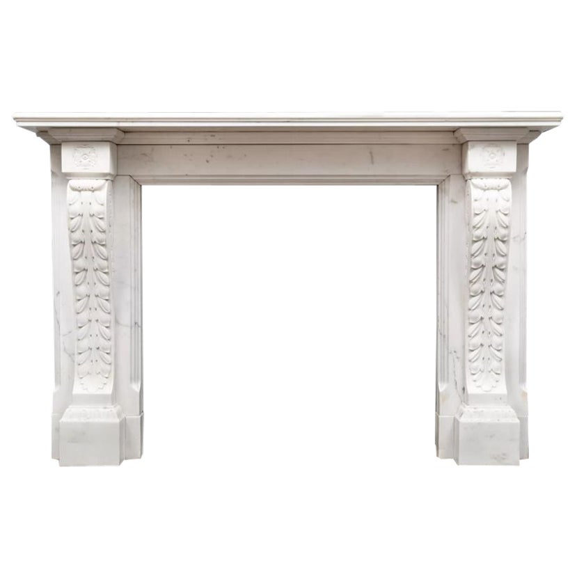 Early 19th Century Antique Regency White Statuary Marble Fireplace, circa 1830 For Sale