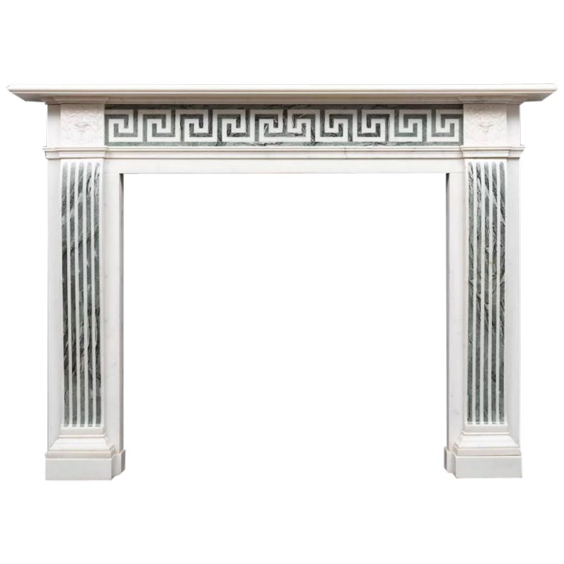 19th Century Statuary and Connemara Marble Fireplace Greek Key, circa 1820