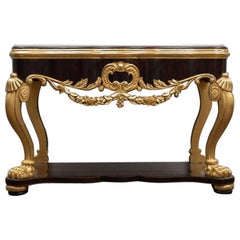 French Régence Style dark wood and gilt Console Table, circa 1860