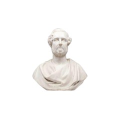 Antique Marble Bust of a Bearded Male in Classical Roman Attire, circa 1860
