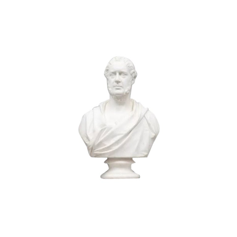 Life Size Antique Marble Bust of a Male in the Classical Roman Style, 1872