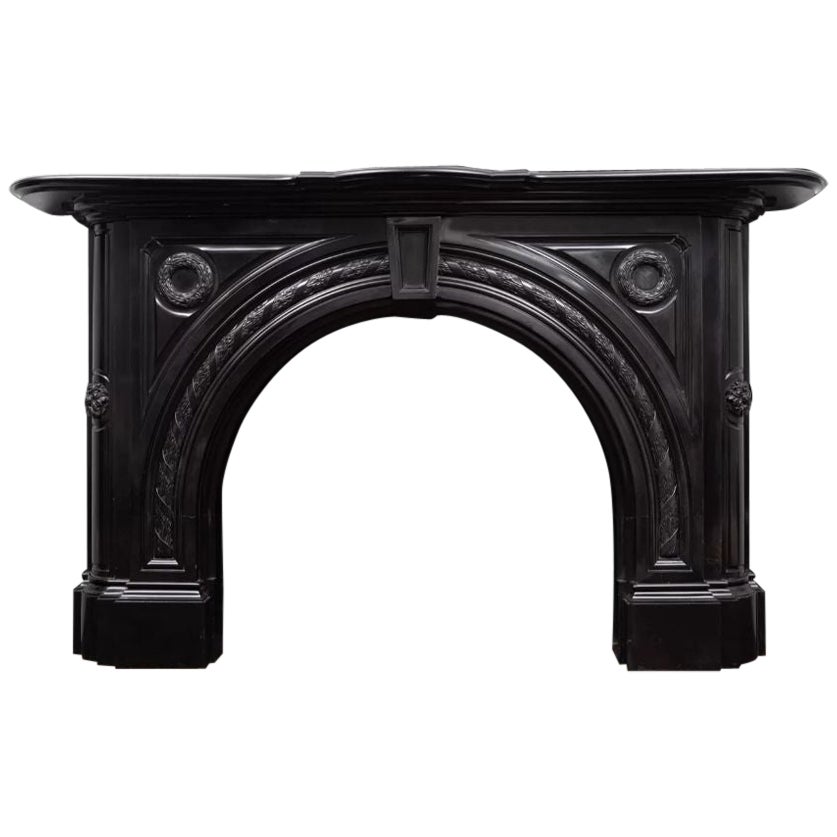 Antique Black Marble Fireplace from the Early Victorian Period, circa 1850 For Sale