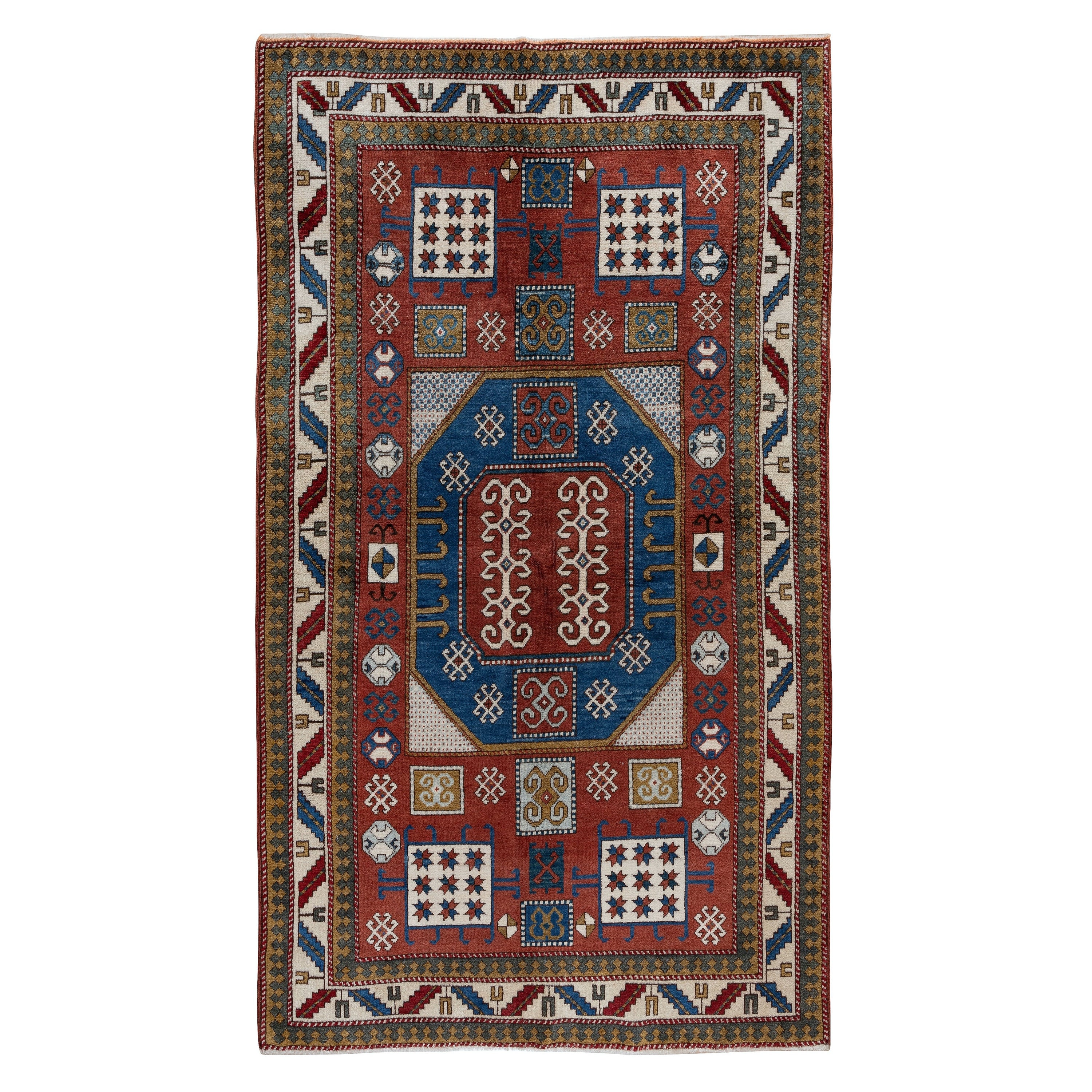 4.6x8 Ft Brand-new Hand-Knotted Caucasian Kazak Area Rug, All Wool For Sale