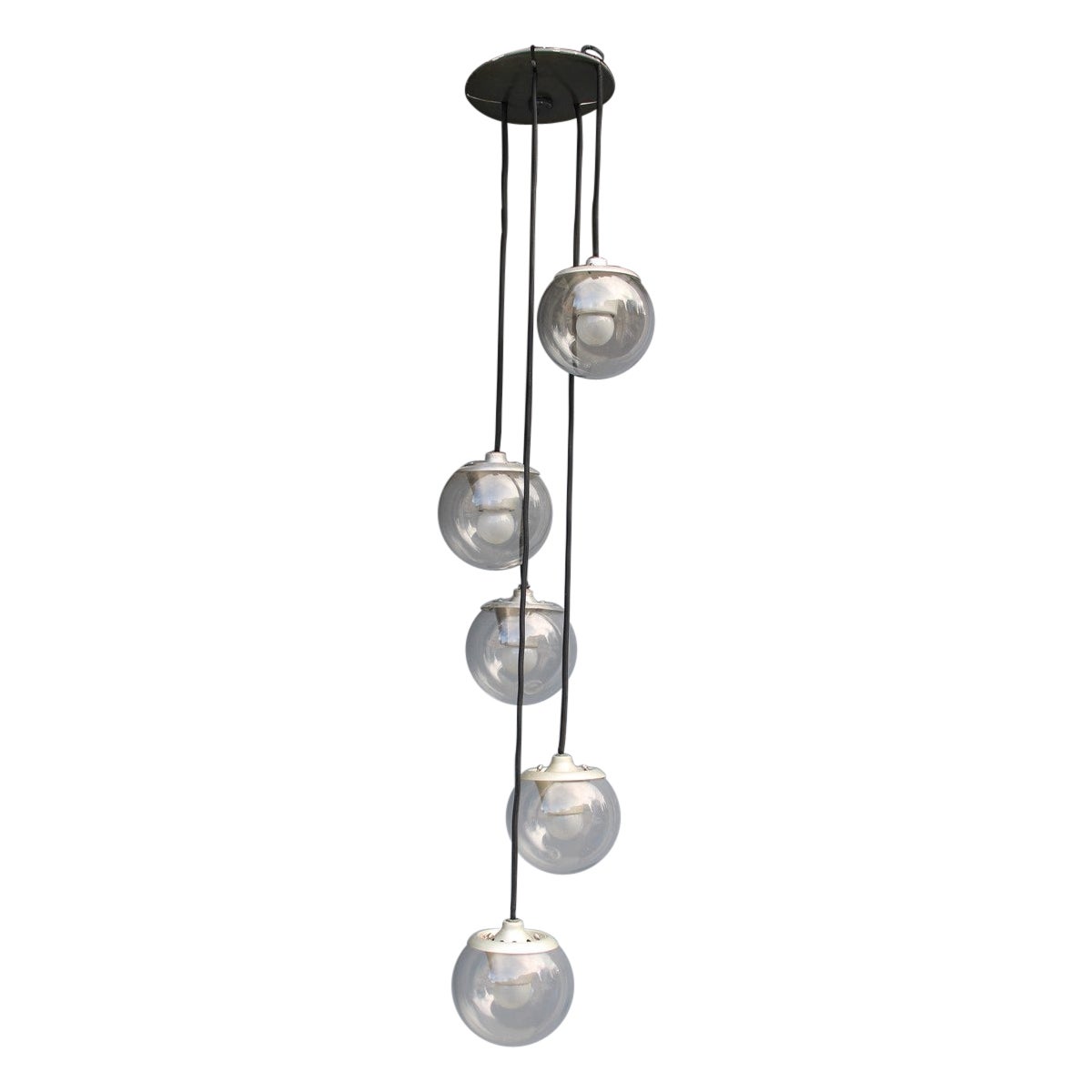 Gino Sarfatti for Arteluce Lampada da soffitto 1965 Model 2095 Balls Vetro Alluminio