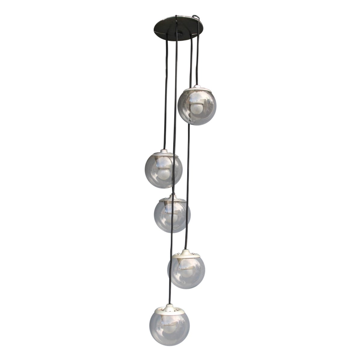 Gino Sarfatti Arteluce Ceiling Lamp 1965 Model 2095 Balls Glass Aluminum For Sale