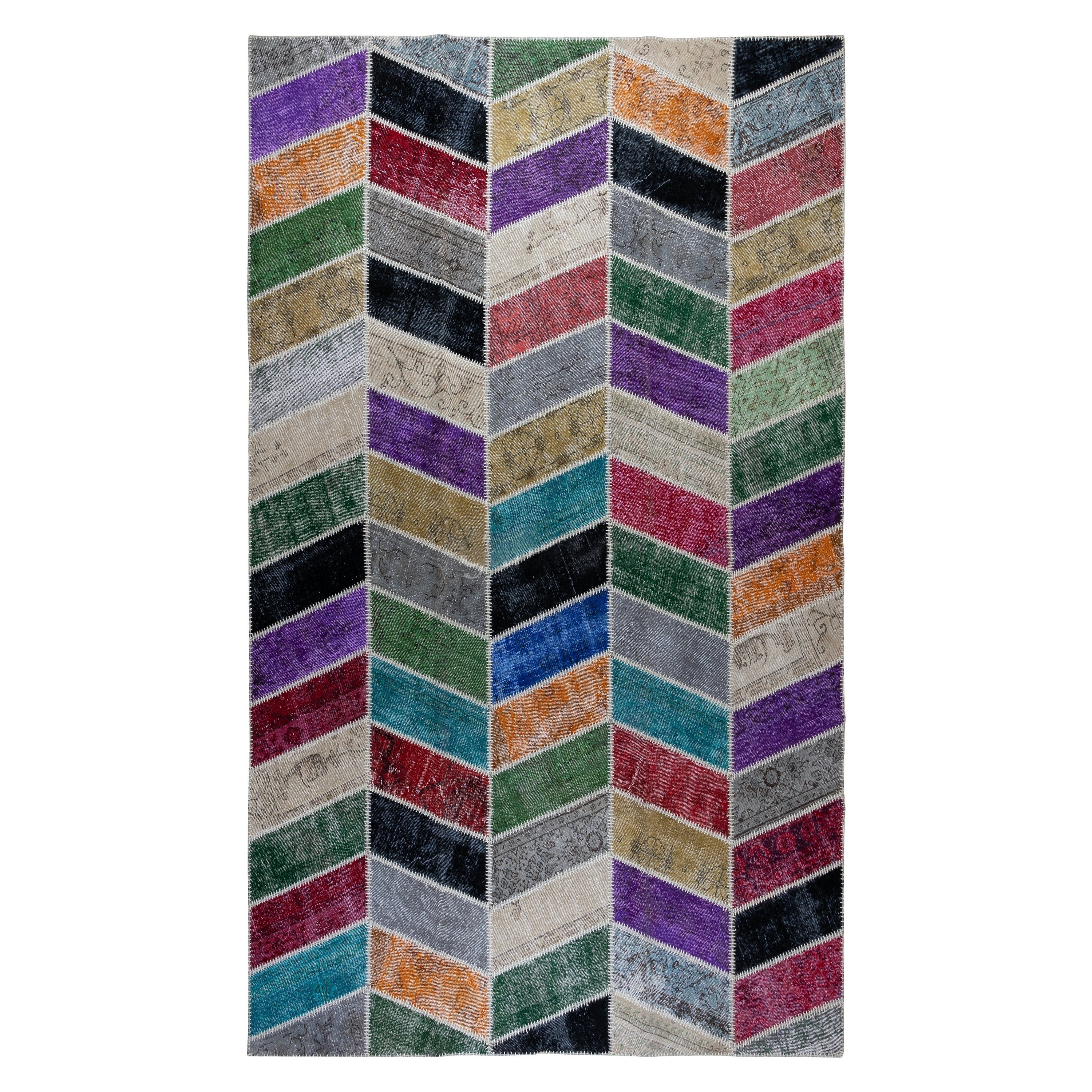 Vibrant Handmade Patchwork Rug. Modern Look Colorful Carpet. Custom Options Ava.