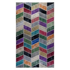 Vibrant Handmade Patchwork Rug. Modern Look Colorful Carpet. Custom Options Ava.