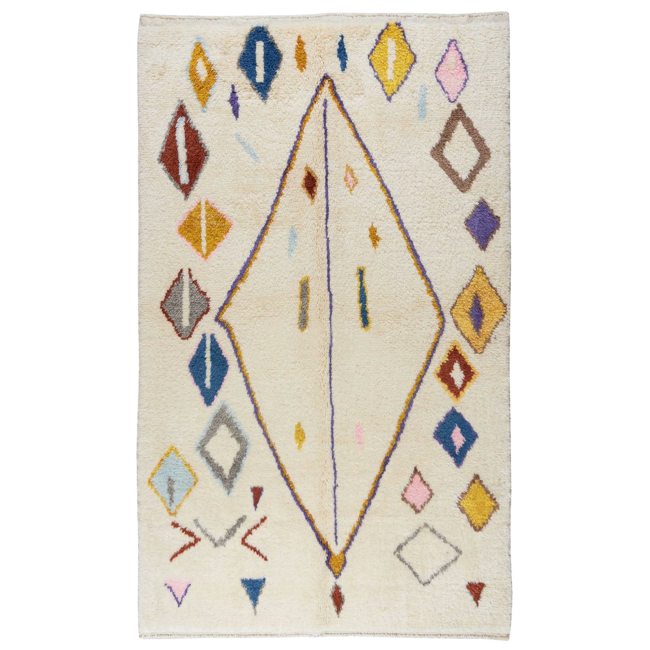 Modern Hand Knotted Moroccan Berber Tulu Wool Rug, Custom Options Available