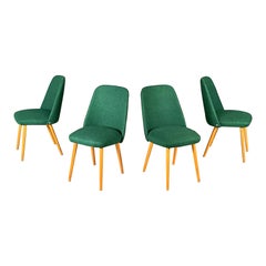 Italian Mid-Century Modern Chairs in Forest Green Fabric and Wood, 1960s