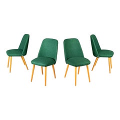 Chaises italiennes modernes du milieu du siècle dernier en tissu vert forêt et bois, années 1960
