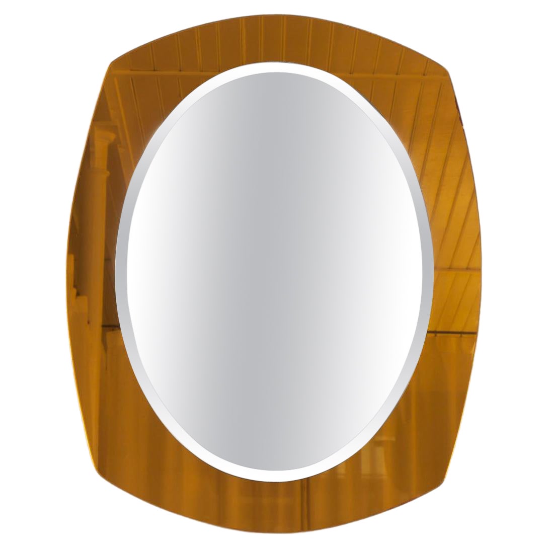 Antonio Lupi Oval, Two-Tone, Italian Mirror, by Cristal Luxor, 1960s