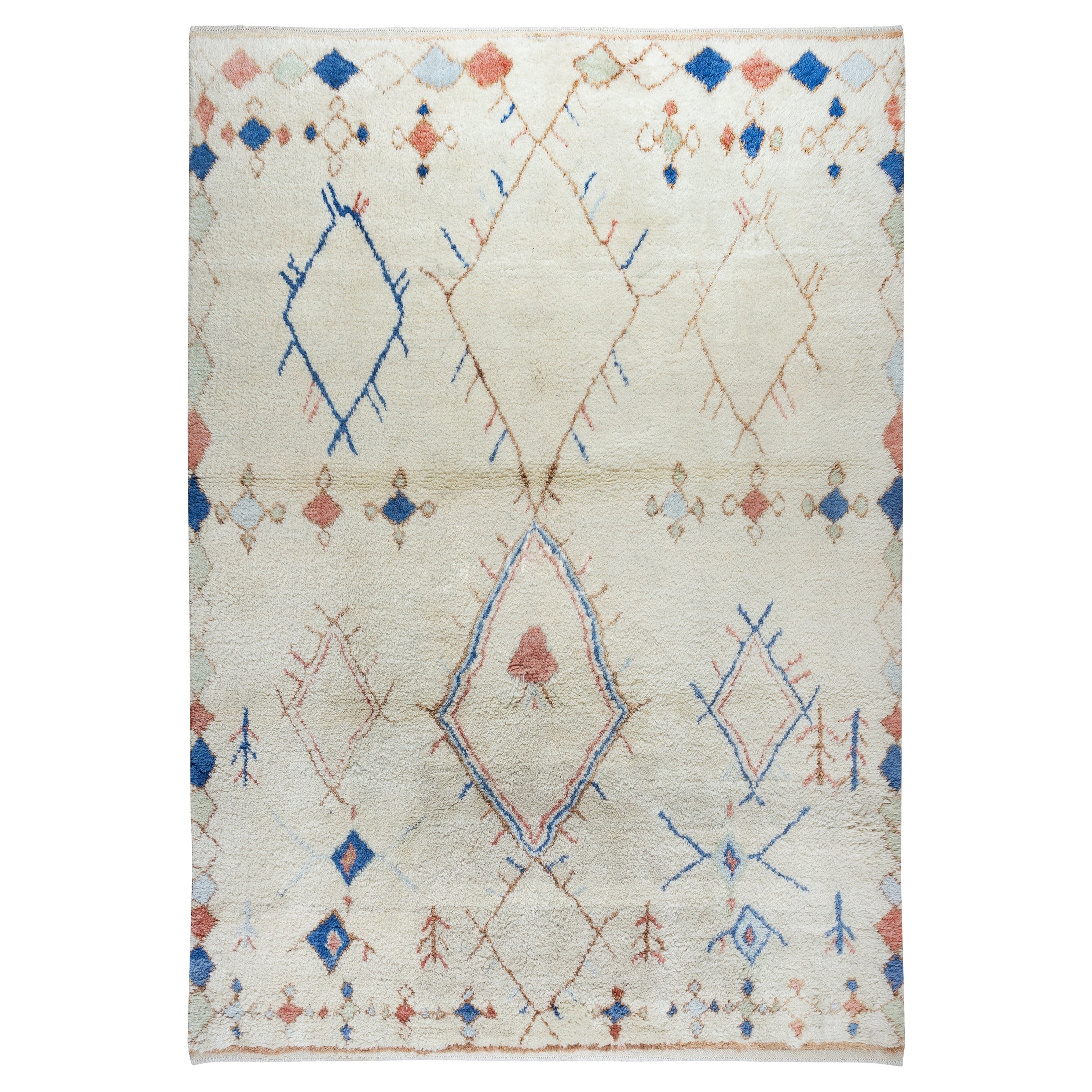 6x6 Ft Moroccan Beni Ourain Tulu Rug with Soft Wool Pile. Custom Berber Carpet For Sale at 1stDibs